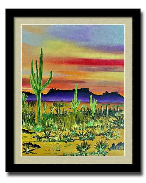 Arizona desert cactus framed print