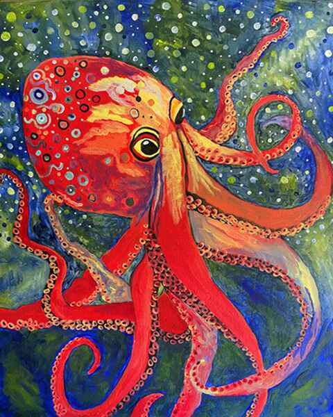 Vibrant Red Octopus 