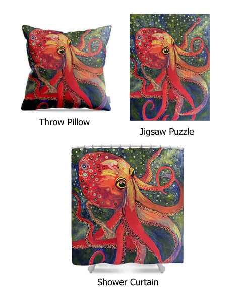 Vibrant Red Octopus other art