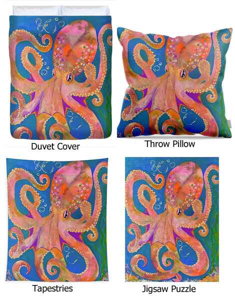 Cartoon octopus art print Addition art