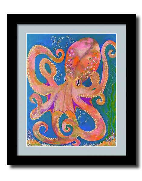 Cartoon octopus framed print