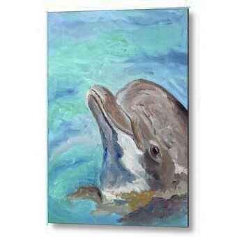 Original Oil Painting of a Smiling Dolphin on the Gulf Coast