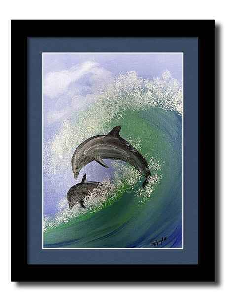Swimming Dolphins framed print