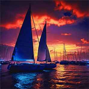 sunset sailboats