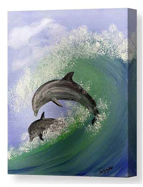 Swimming Dolphins canvas print